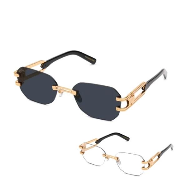 サングラス 9five ROYALS LITE Black &amp; 24K Gold Sunglasse...