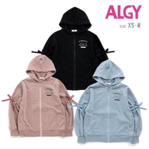 パーカー アルジー 女の子 XS S M G405022 袖りぼんパーカー ALGY 子供服 キッズ 子供 ジュニア 長袖 ロゴ おしゃれ スウェット｜gollygee