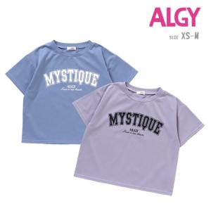 tシャツ アルジー 女の子  XS S M G307873 カレッジロゴTシャツ ALGY キッズ ジュニア 半袖 ロゴ プリント ショート丈 おしゃれ 通学 140 150 160｜gollygee