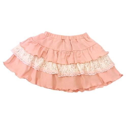 ★SALE(セール)★スカート スーリー 女の子 80cm 90cm レース3段フリル裏毛スカート ...