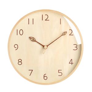 壁掛け時計  掛け時計 30cm 天然木 時計 木目 透明 シンプル ナチュラル デザイン時計 おしゃれ