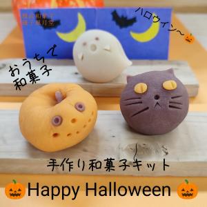 おうちで作る 上生菓子 和菓子キット ハロウィン かぼちゃ おばけ 黒猫 日本テレビZIPで紹介 創業昭和13年 横浜和菓子磯子風月堂謹製｜gomadaremochi