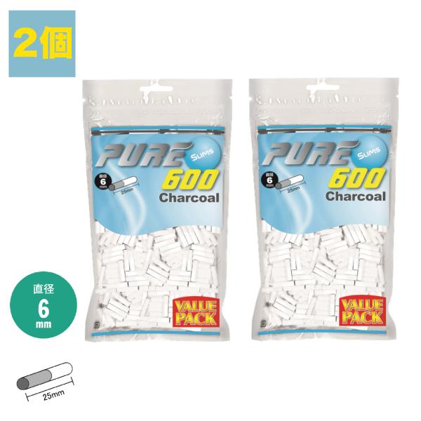 2個セット PURE 手巻きタバコ用 シャグ用 スリム チャコール フィルター 6mm x 25mm...