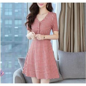 ギンガムチェック 赤 ワンピースの商品一覧 通販 Yahoo ショッピング