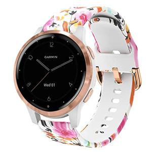 ViCRiOR バンド Garmin Vivoactive 4S 40mm / Venu 2S スマートウォッチ対応 18mm クイックリリースソフトシリコン 色あせないパターン プリント フ