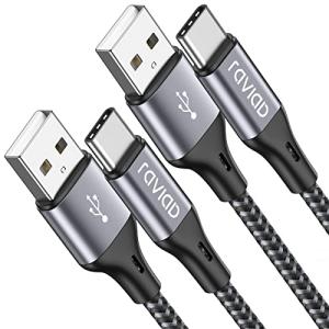 RAVIAD USB Type C ケーブル【3m/2本セット】タイプ C ケーブル 3A 急速充電 高速データ転送 高耐久ナイロン編み USB-A to USB-C ケーブル Xiaomi Re｜グッドディール