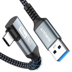 SUNGUY USB Type C ケーブル USB-A to USB-C 0.3M L字 USB3.1 Gen2 タイプC ケーブル 10Gbps データ転送 3A急速充電 Android Auto対応 ナイロン編み