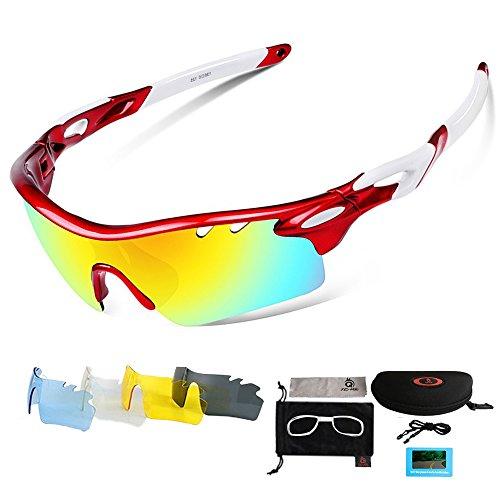 [VILISUN] スポーツサングラス 偏光レンズ UV400 超軽量 レンズ5枚 自転車/釣り/野...