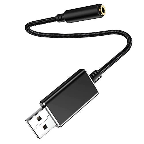 USB to 3.5mm オーディオケーブル サウンドカード USBポート-3極（TRS）/4極（T...