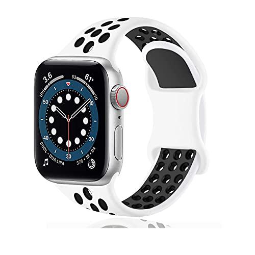 コンパチブル Apple Watch バンド, スポーツベルトシリコン 多空気穴通気性 防汗アップル...