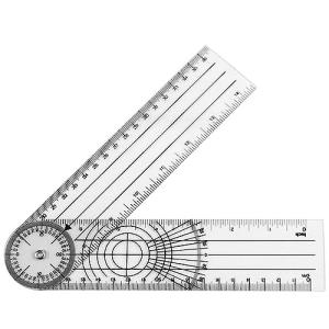 マルチルーラー ゴニオメーター 角度脊椎定規 回転でき 多機能 透明 プロフェッショナル 360度測定ツール 脊椎ゴニオメーター分度器 ゴニオメーター｜good-deal