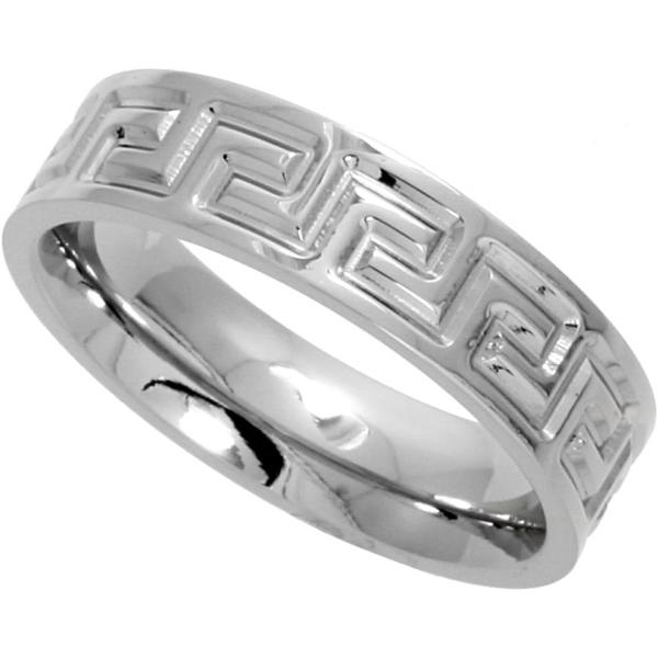 【並行輸入品】Surgicalステンレススチールギリシャキーリング6 mmウェディングバンドcomf...