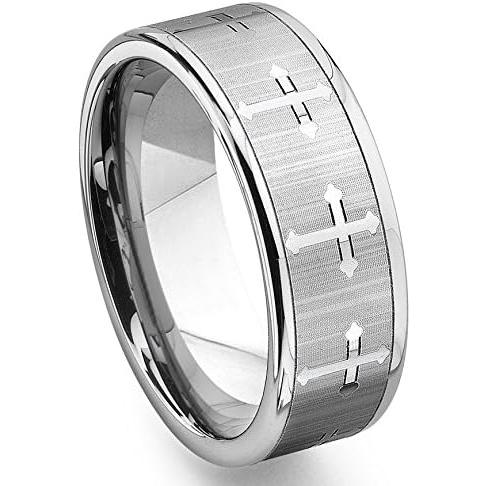 【並行輸入品】タングステン メンズ 結婚指輪 (7.5mm) クロスデザイン サイズ7-13　