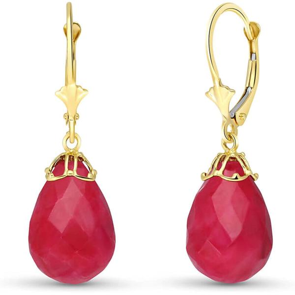 【並行輸入品】K14 Yellow Gold Natural Briolette Ruby Drop...