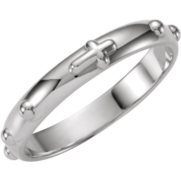【並行輸入品】ロザリオリング、14 Kホワイトゴールド4.75 MM　