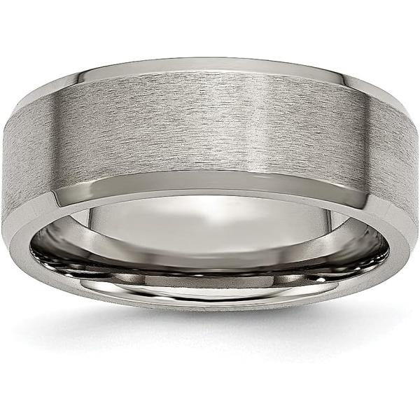 【並行輸入品】ICE CARATS チタンベベルエッジ 8mm つや消しウェディングリングバンド ク...