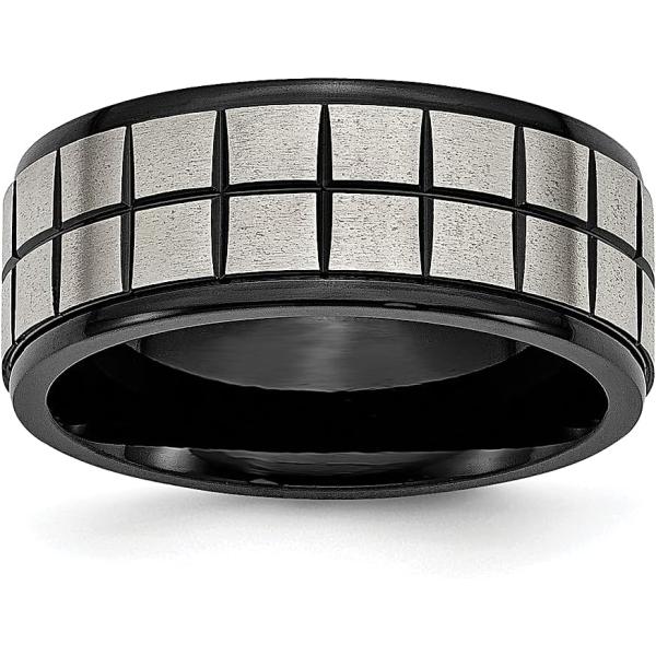 【並行輸入品】ICE CARATS チタンブラックメッキ 9mm リング メンズ ウェディング ファ...