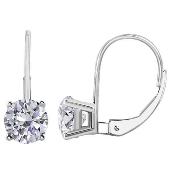 【並行輸入品】0.50?CTWラウンドwhite diamondレバーバックイヤリング14?Kホワイ...