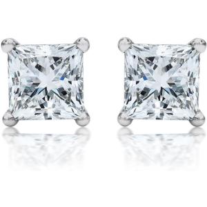 【並行輸入品】1 / 2カラットソリティアダイヤモンドスタッドイヤリングプリンセスカット4プロングプ...