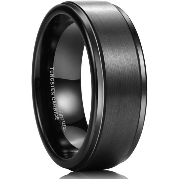 【並行輸入品】King Will ベーシック8mm ブラックタングステンカーバイドリング メンズ ウ...