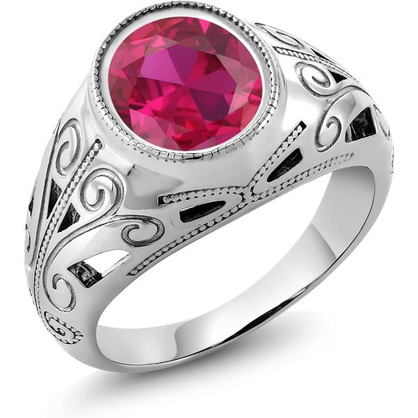 【並行輸入品】[Gem Stone King] 6.40カラット シンセティック ルビー 指輪 リン...