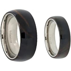 【並行輸入品】彼&amp;彼女の8 mm/6 mmチタンHawaiian Koa Dark Wood Inl...