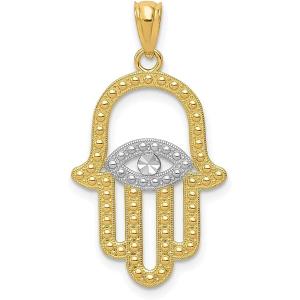 【並行輸入品】14K イエローゴールド ハムサ ペンダント チャーム ネックレス 宗教的 ユダヤ教 ...