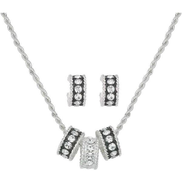 【並行輸入品】モンタナSilversmithsレディーストリプルリングネックレスとイヤリングセットシ...