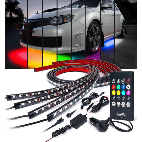 【並行輸入品】Xprite 車用アンダーグローネオンアクセントストリップライト RGB 8色 252...