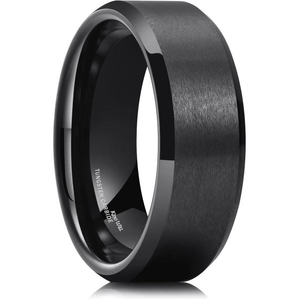 【並行輸入品】キングウィル メンズ 結婚指輪 ベーシック ブラック タングステン 8mm マット仕上...