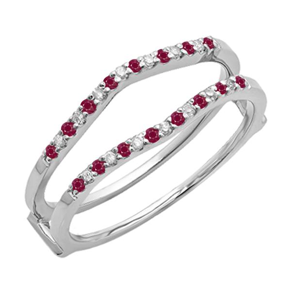 【並行輸入品】14?K Gold Round Rubyレディース結婚記念バンドEnhancerガード...