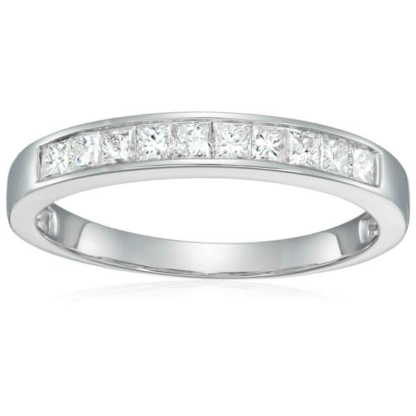【並行輸入品】Vir Jewels 1/2カラットプリンセスカットダイヤモンド結婚指輪 14Kホワイ...