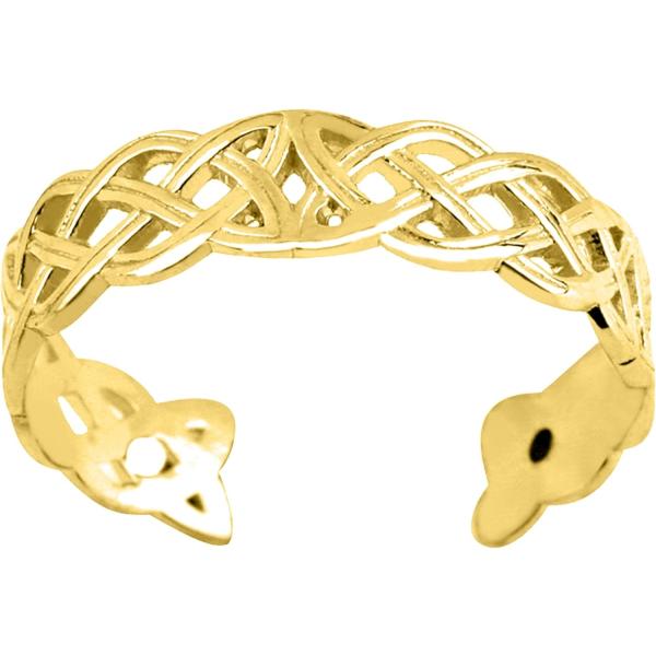 【並行輸入品】14K Yellow Gold Celtic Knot Weave Design Cu...