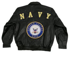 JWM Men's Leather Jacket US Navy Large Black 並行輸入品｜good-face