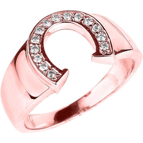 【並行輸入品】メンズ14 KローズゴールドラッキーダイヤモンドHorseshoe Ring　