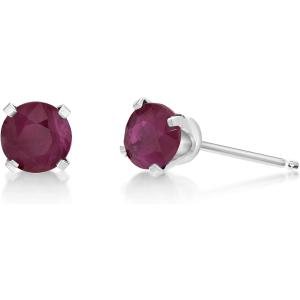 【並行輸入品】14 Kホワイトゴールド1.30 CTラウンド5 mmレッドRubyレディーススタッド...