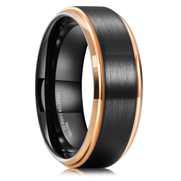 【並行輸入品】King Will メンズ8mmブラック タングステンカーバイドリング マット仕上げ ...