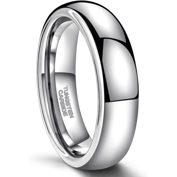 【並行輸入品】シルバー炭化タングステンリングメンズレディースウェディングバンド高光沢Shinyドーム...