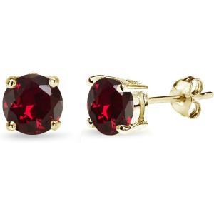 【並行輸入品】スターリングシルバー作成ルビーラウンドカットソリティアスタッドイヤリング、すべてのサイ...