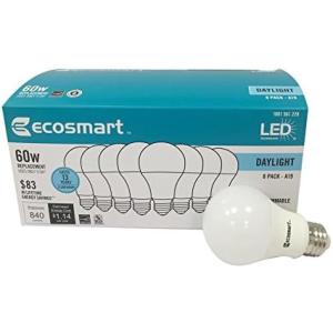 Ecosmart 8 Pack LED A19 Light bulb  Soft White   60w Equivalent (A19 Daylight)　並行輸入品
