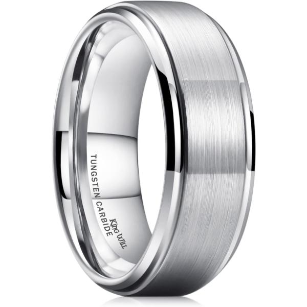 【並行輸入品】King Will ベーシック メンズ 炭化タングステンリング 8mm 研磨ベベルエッ...