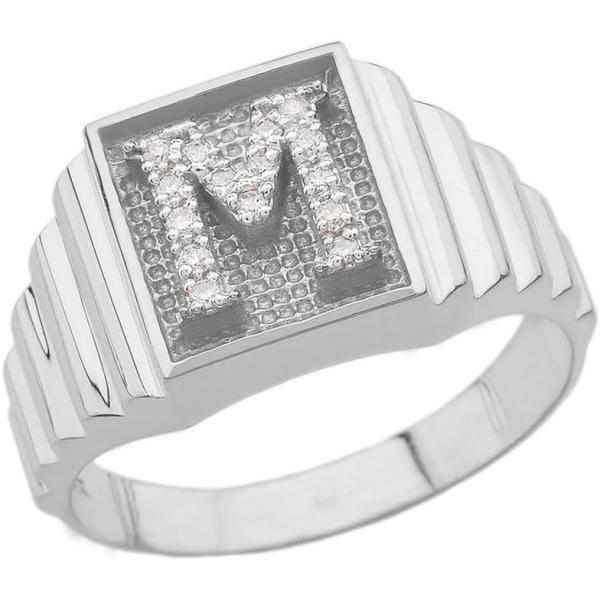【並行輸入品】メンズ925スターリングシルバーLayeredバンドSquare Face Diamo...