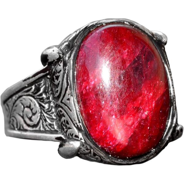 【並行輸入品】メンズ ソリッド925スターリングシルバーリング 天然彫刻ルビーストーン トルコ製ハン...
