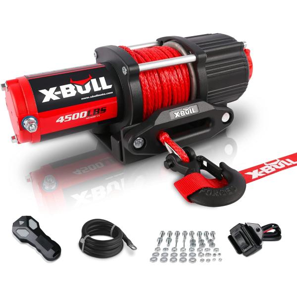 【並行輸入品】X-BULL 12V 4500LBS 合成ロープ 電動ウィンチ ATV/UTV/ボート...