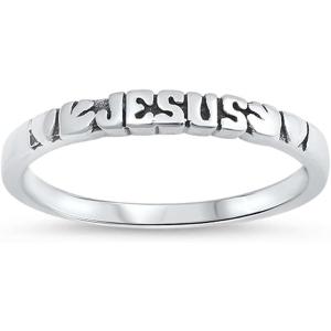 【並行輸入品】Engraved Jesus and Heart Band。925スターリングシルバー...