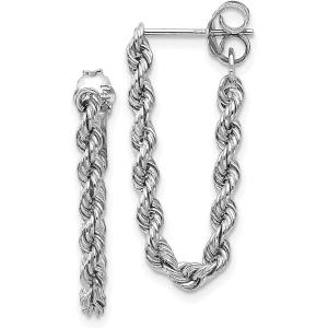 【並行輸入品】14K ホワイトゴールド ロープチェーン ダングルイヤリング ドロップ ファインジュエ...