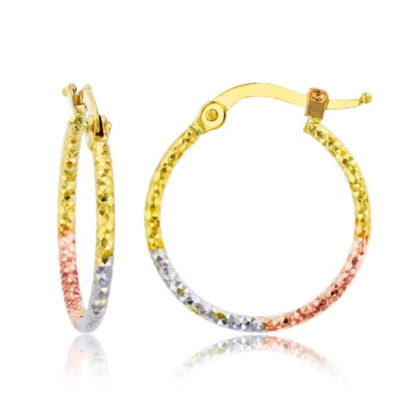 【並行輸入品】14K ゴールド ソリッド 光沢 ダイヤモンドカット フープイヤリング レディース |...