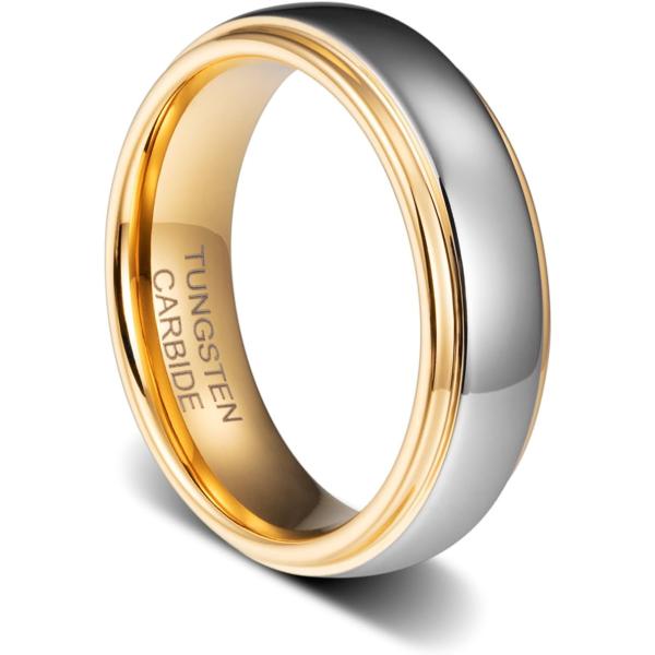 【並行輸入品】TUSEN JEWELRY 6mm 結婚指輪 18Kゴールドメッキ タングステン結婚指...