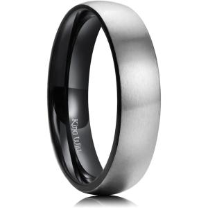 【並行輸入品】King Will 5 mmチタンリングブラシ仕上げブラックメッキ快適フィットウェディ...