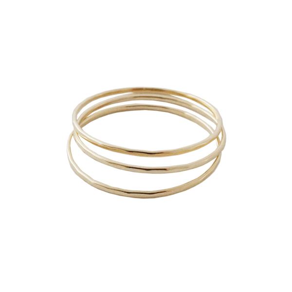 Honeycat Super Skinny Hammered Stacking Ringsトリオセッ...